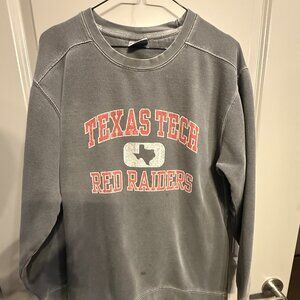 Comfort Colors Sweatshirt Unisex M Gray Texas Tech Red Raiders NCAA Football